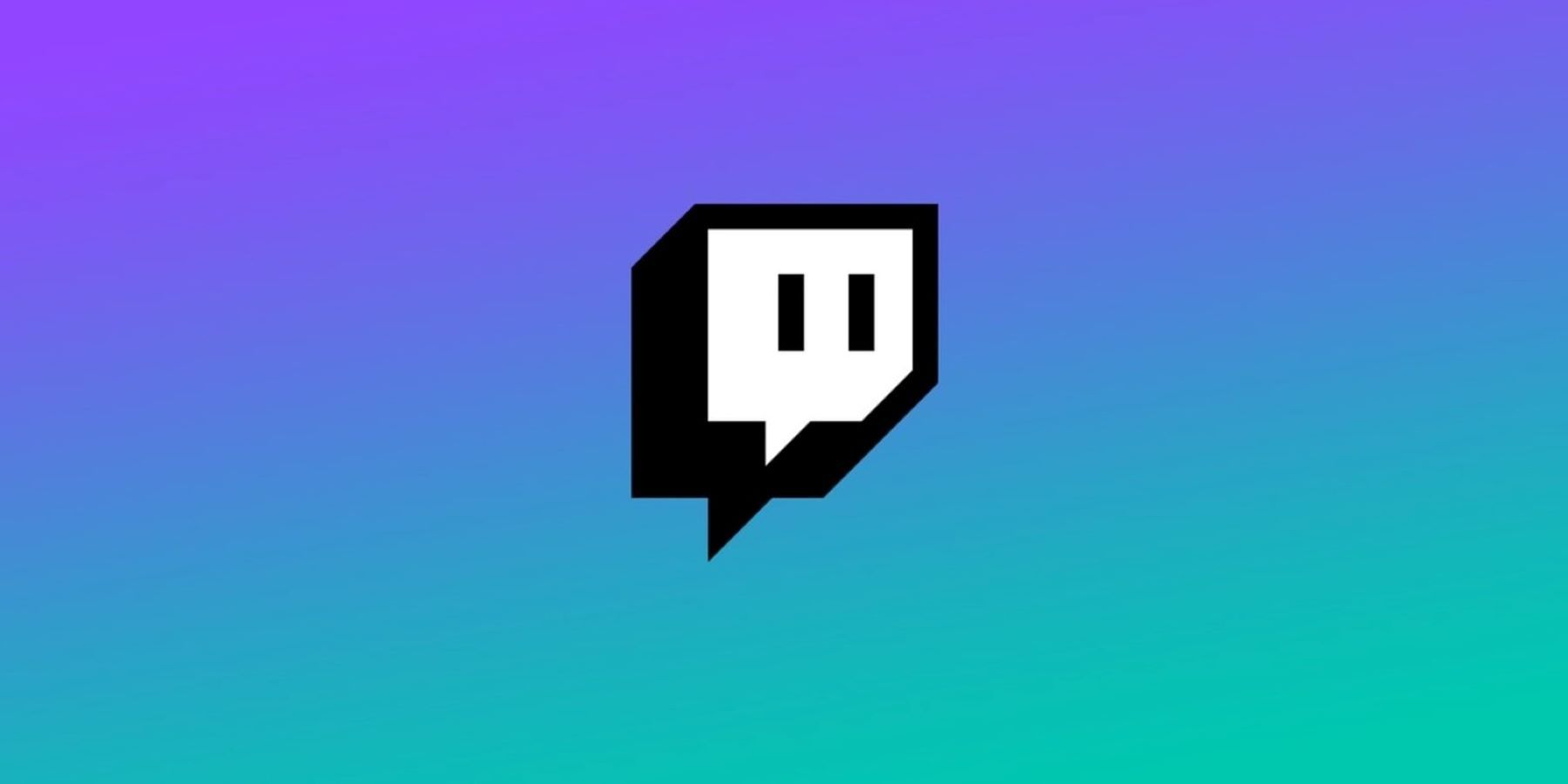 The Twitch logo on a purple and cyan background