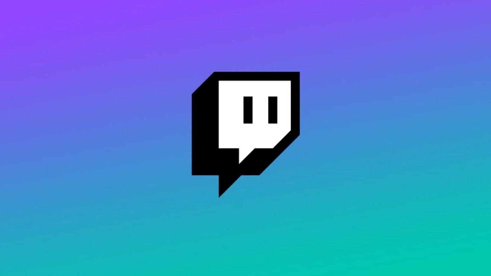 The Twitch logo on a purple and cyan background
