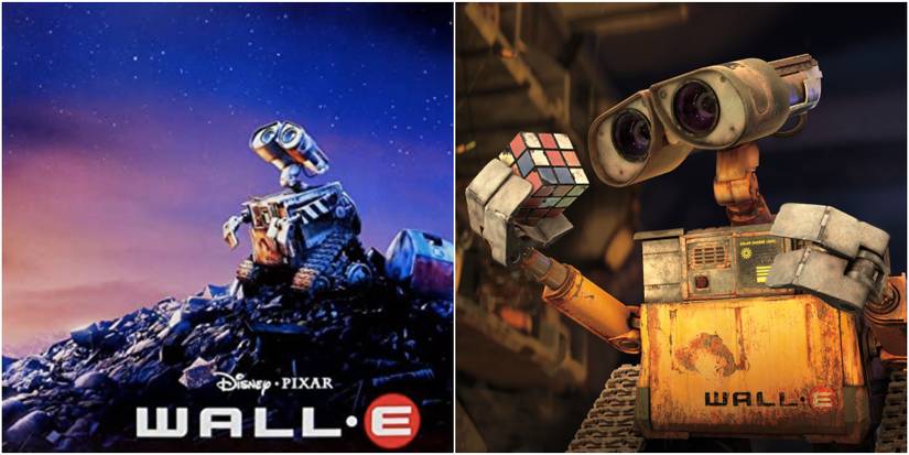 Wall E Collage Of Movie Poster and Wall E With Rubik Cube