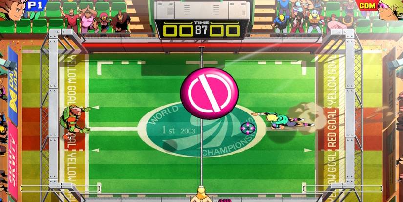 Playing a match in Windjammers 2