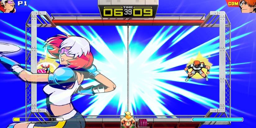 Playing a match in Windjammers 2