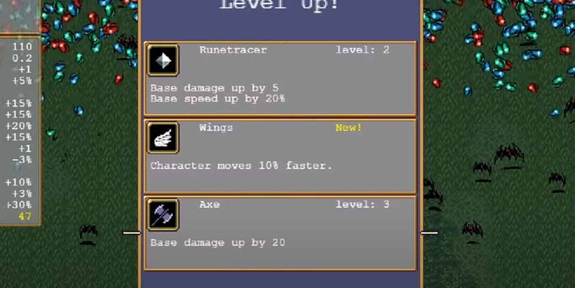 Getting the Wings as an option when leveling-up in Vampire Survivors