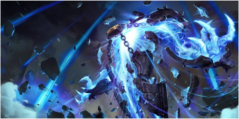 Xerath Charging His Energy For An Attack in his League of Legends splash art