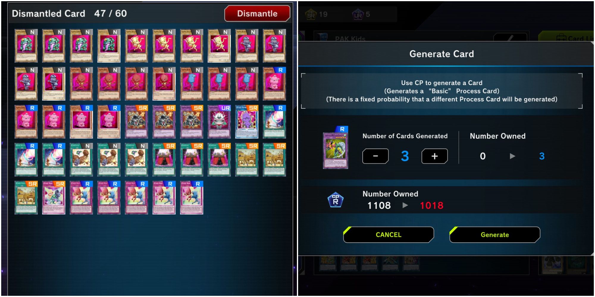 YGO Master Duel Dismantle Menu and Card Craft Selection