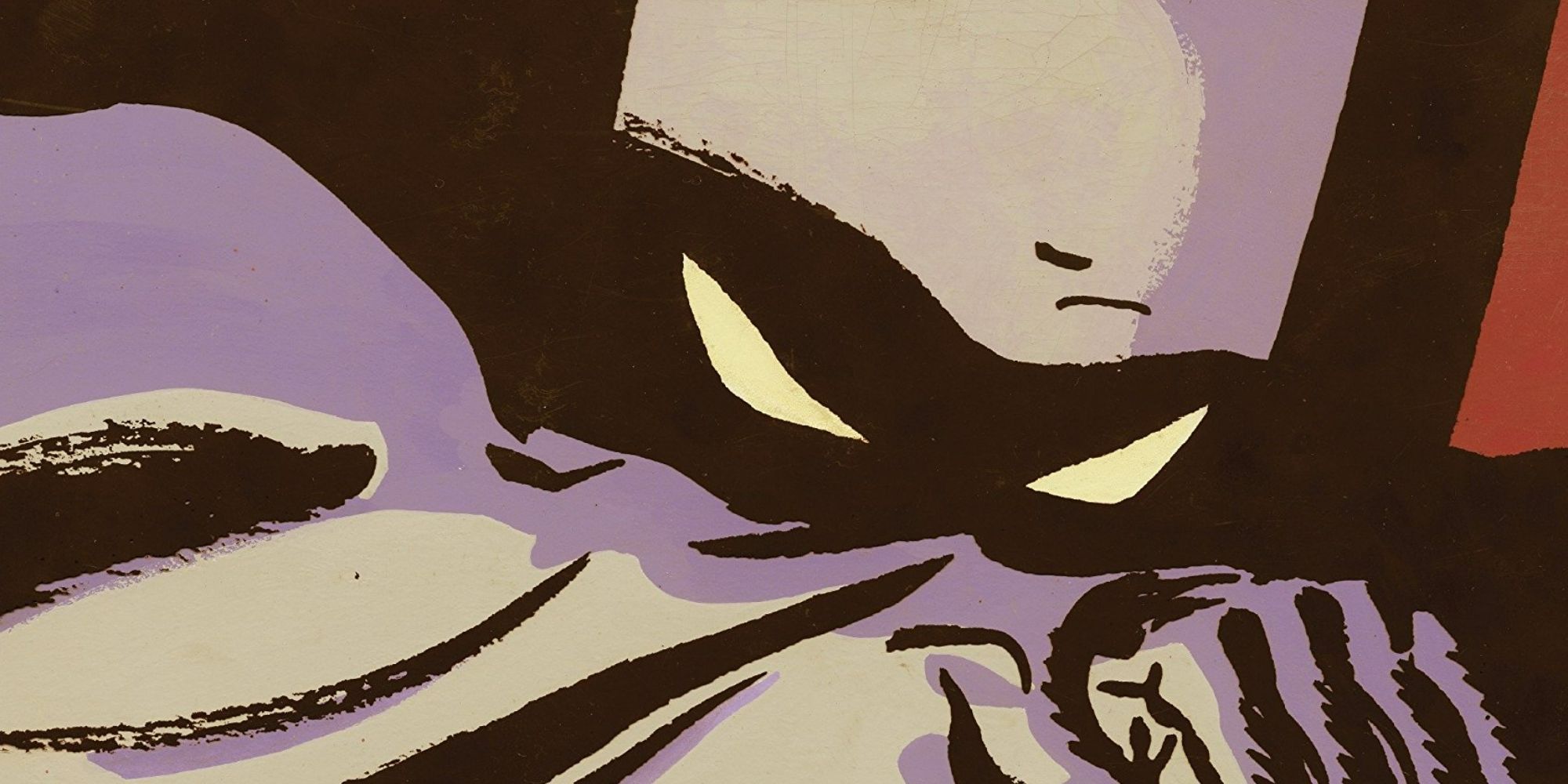 Closeup of Batman on the cover of Batman: Year One
