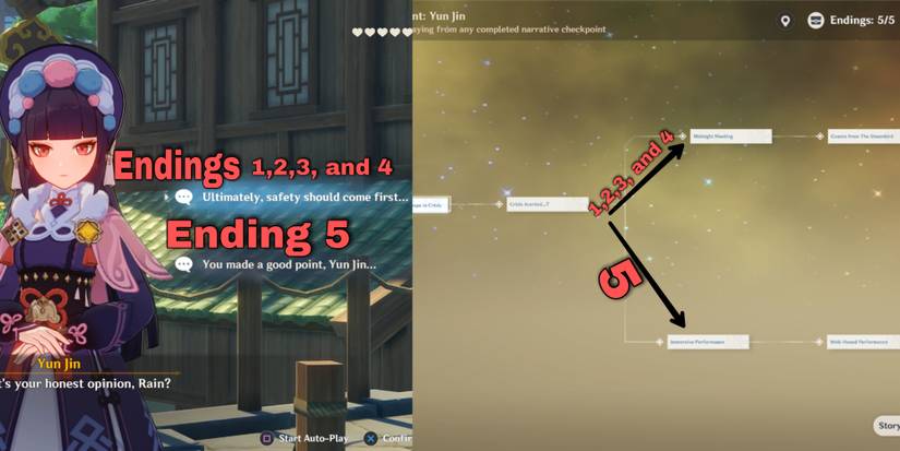 all endings in yun jin hangout in Genshin Impact