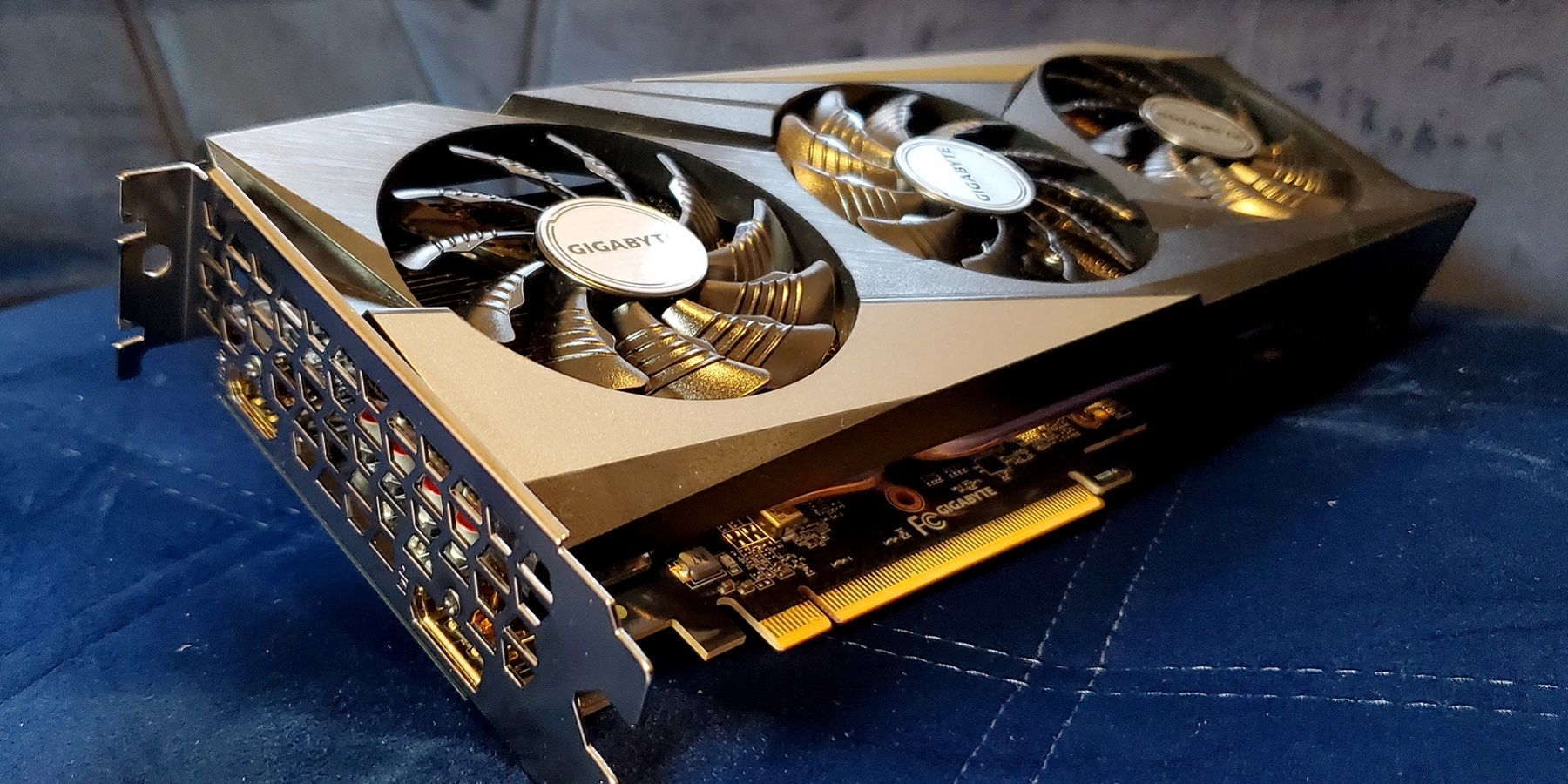 A photo of an AMD RX 6500 XT graphics card made by Gigabyte.