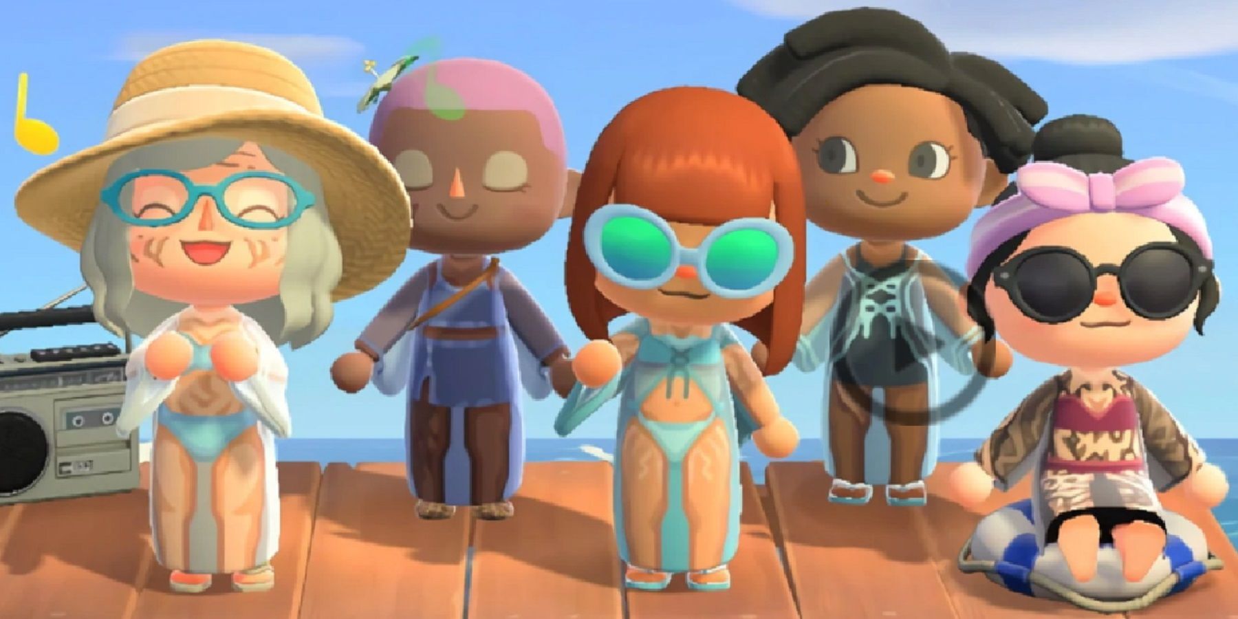 animal crossing players on the dock feature
