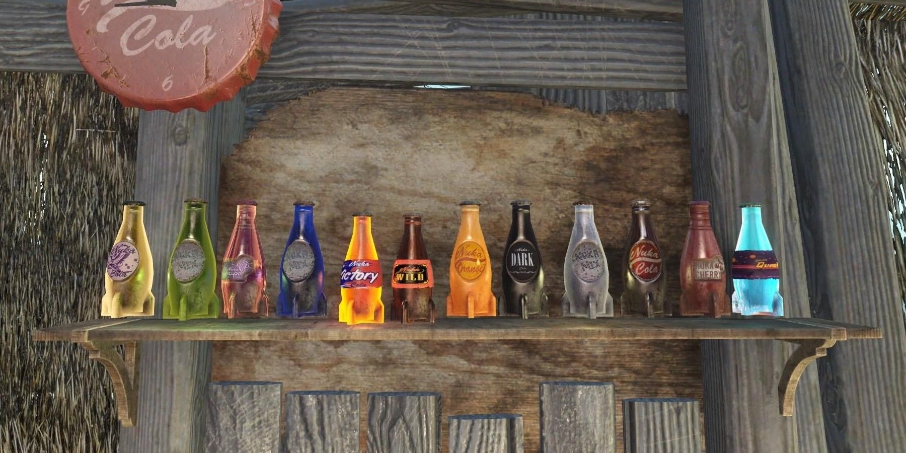 Nuka-Cola bottles on a shelf. 