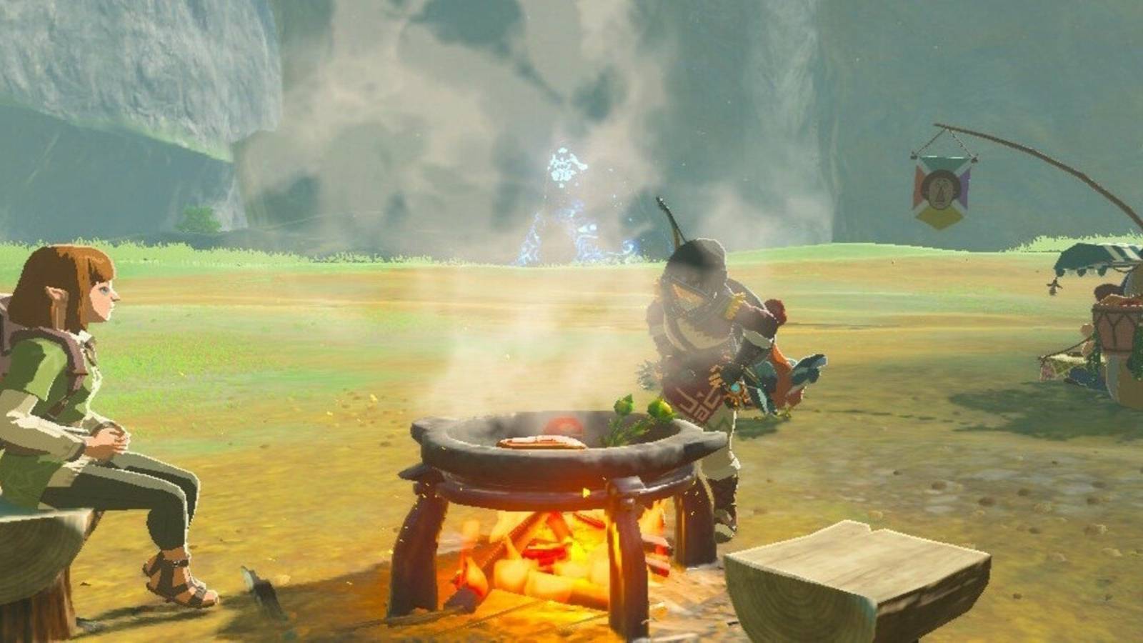 breath of the wild cooking character sits
