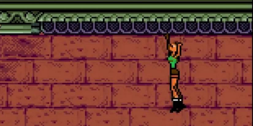 Lara Croft on monkey bars