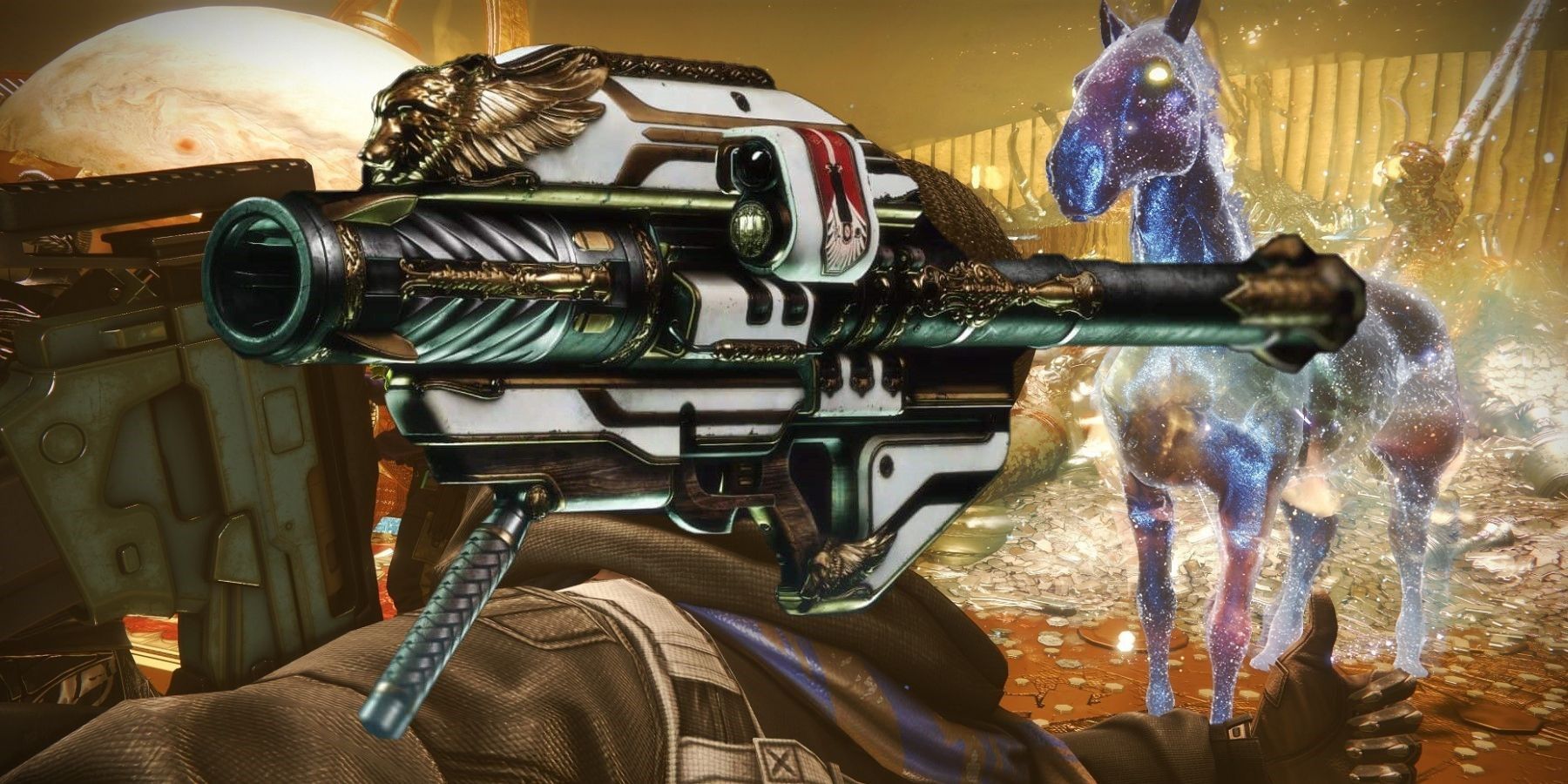 destiny 2 fan-made exotic ornament for gjallarhorn inspired by starhorse dares of eternity xur infinite neigh rocket launcher