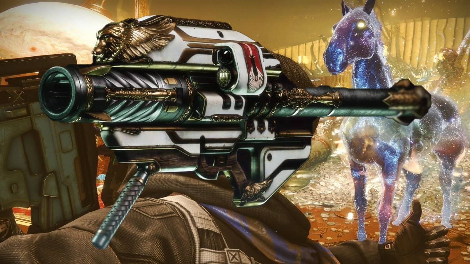 destiny 2 fan-made exotic ornament for gjallarhorn inspired by starhorse dares of eternity xur infinite neigh rocket launcher