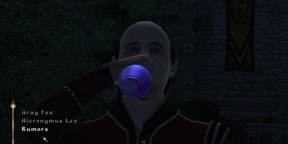 Man drinking skooma.