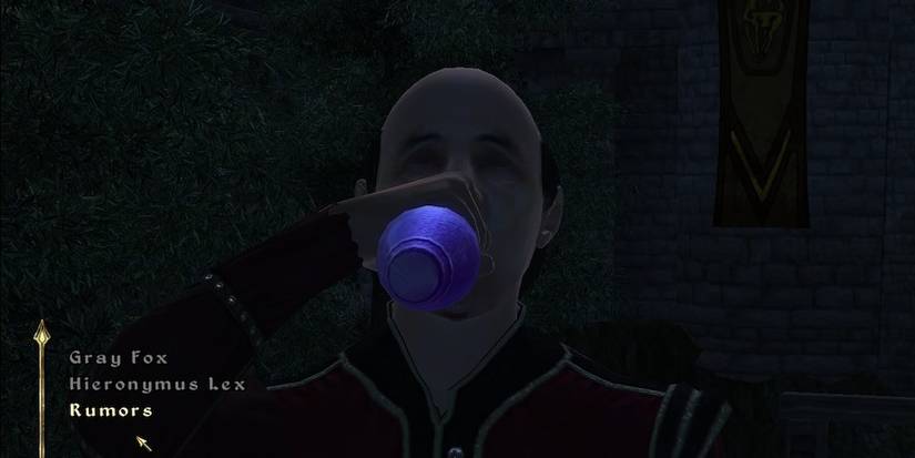 Man drinking skooma.
