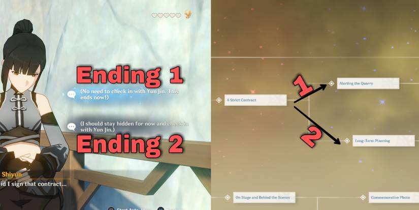 ending 1 and 2 in yun jin hangout in Genshin Impact