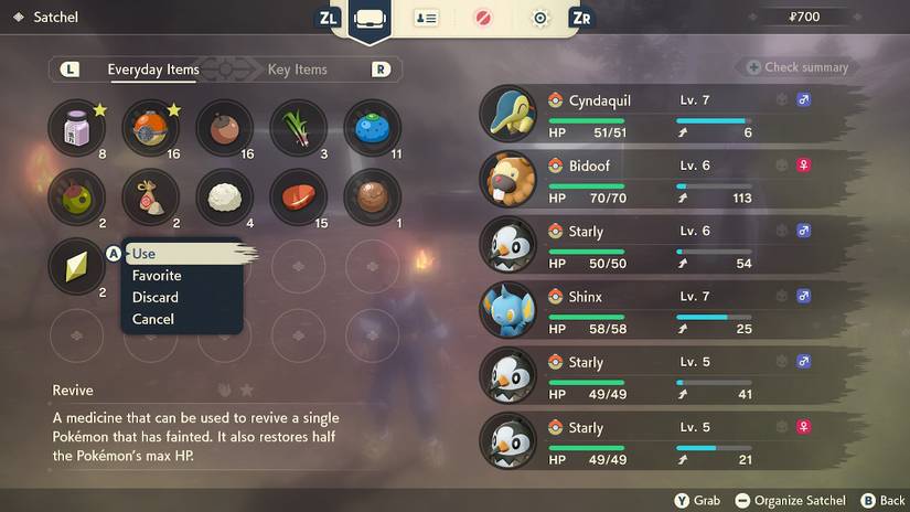 fainted pokemon revives legends arceus