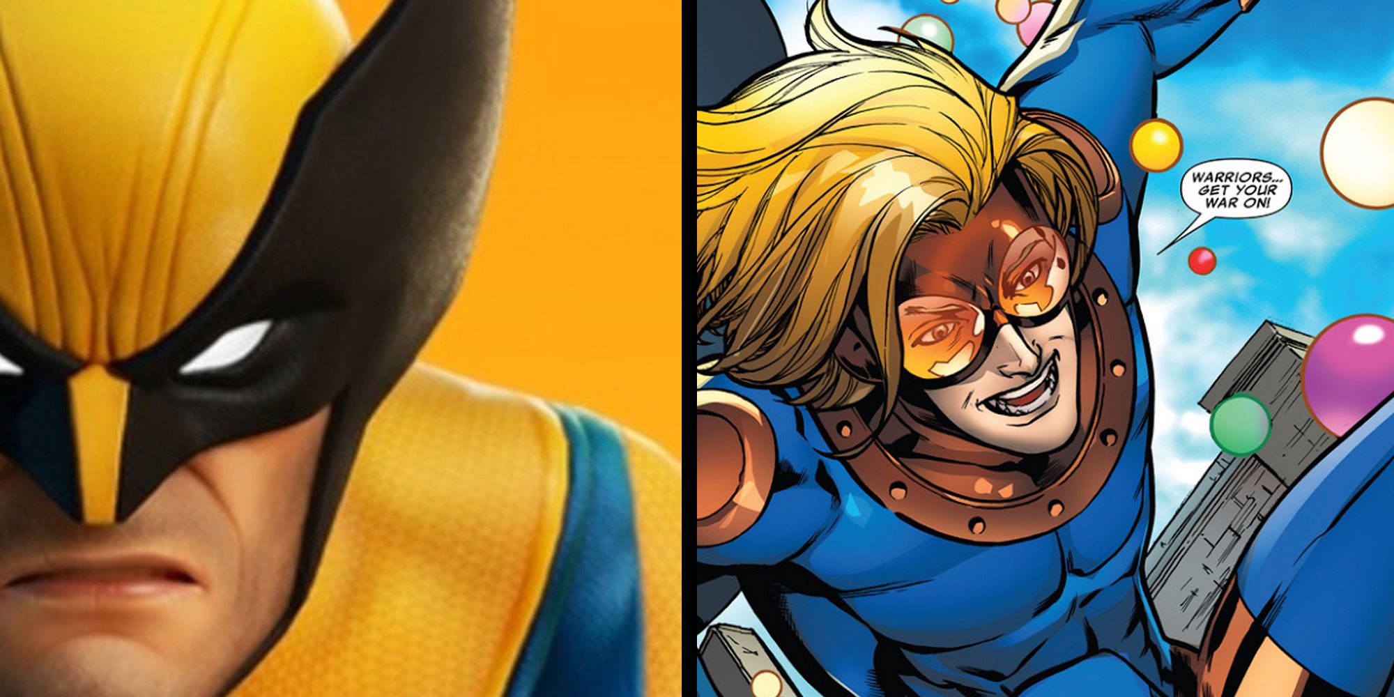 wolverine (left), speedball (right)