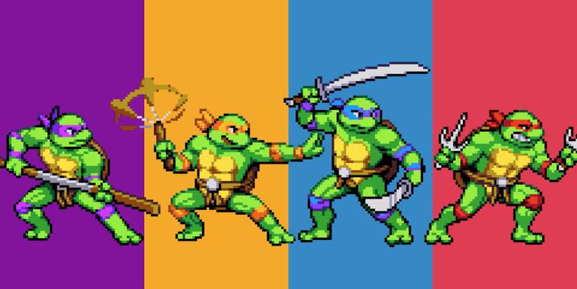 donatello, michelangelo, leonardo, and raphael in tmnt shredder's revenge