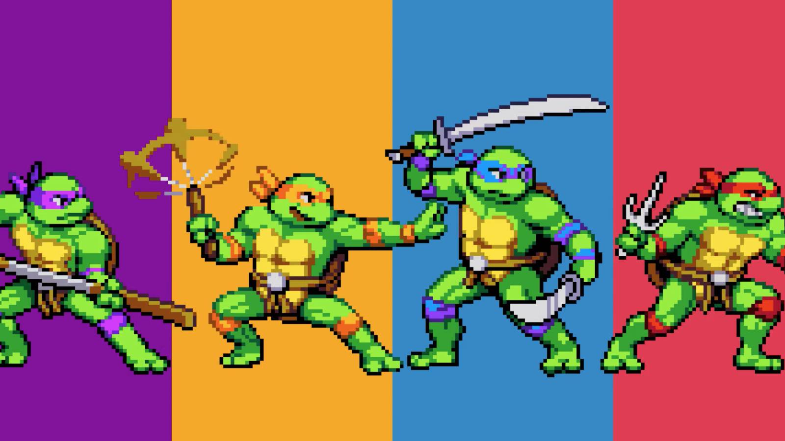 donatello, michelangelo, leonardo, and raphael in tmnt shredder's revenge