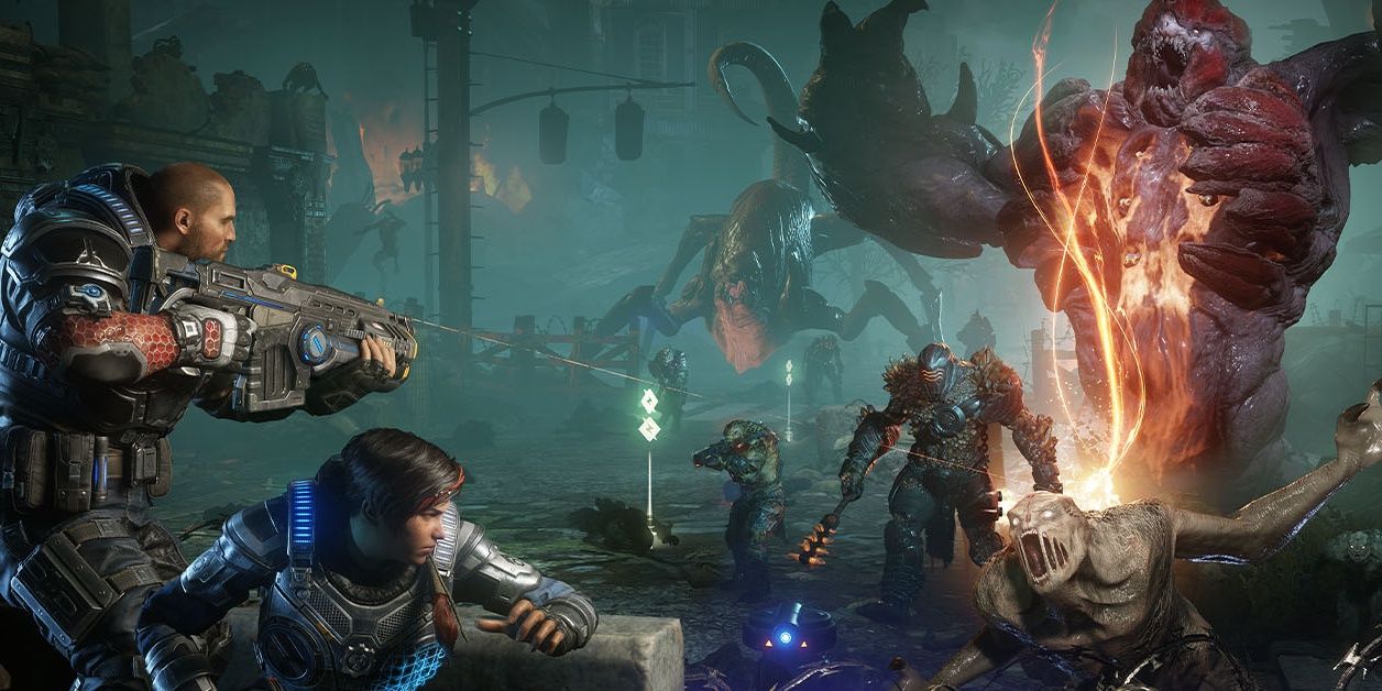 gears 5 player fighting against the horde 