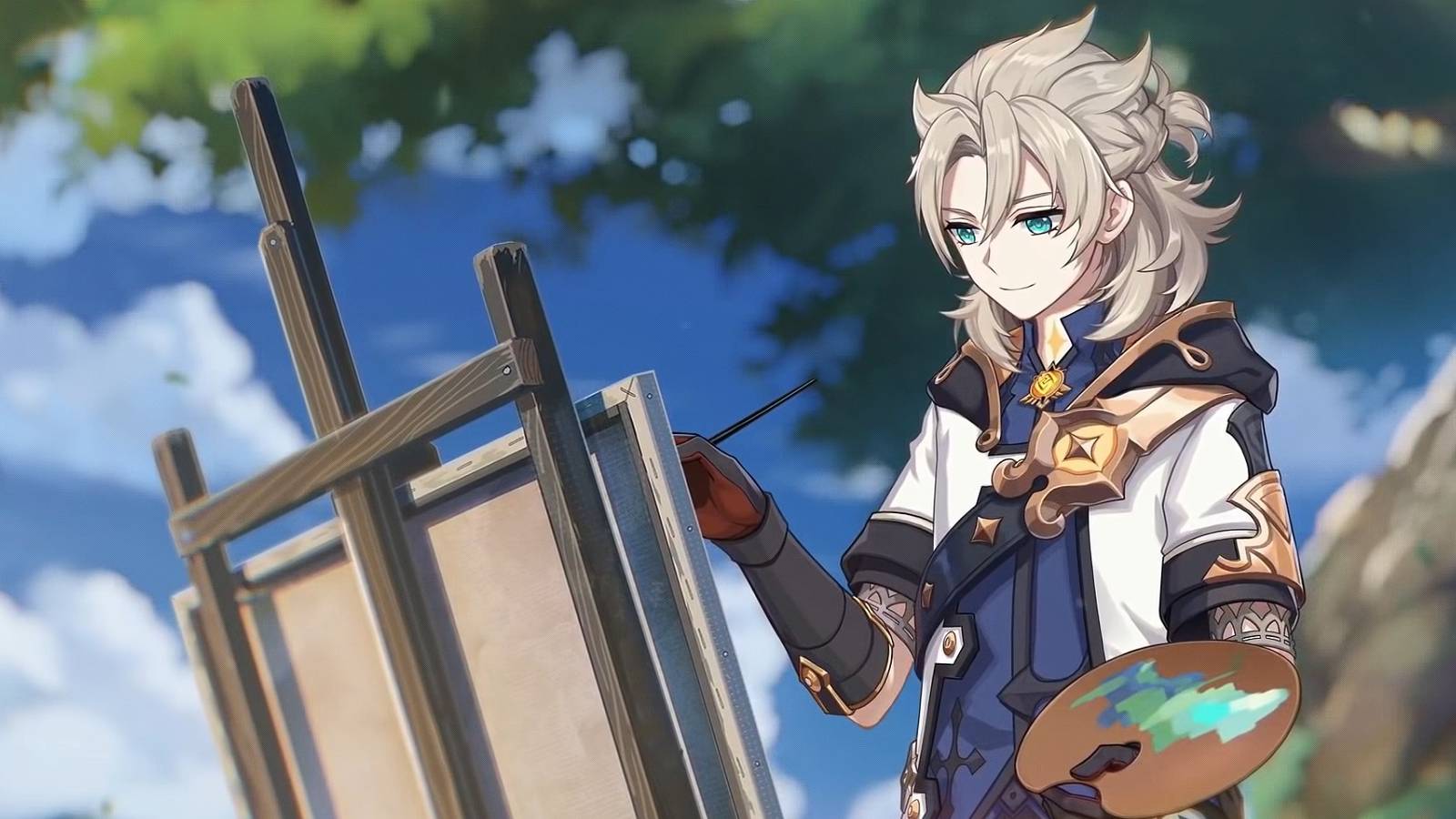 genshin impact albedo painting at easel feature