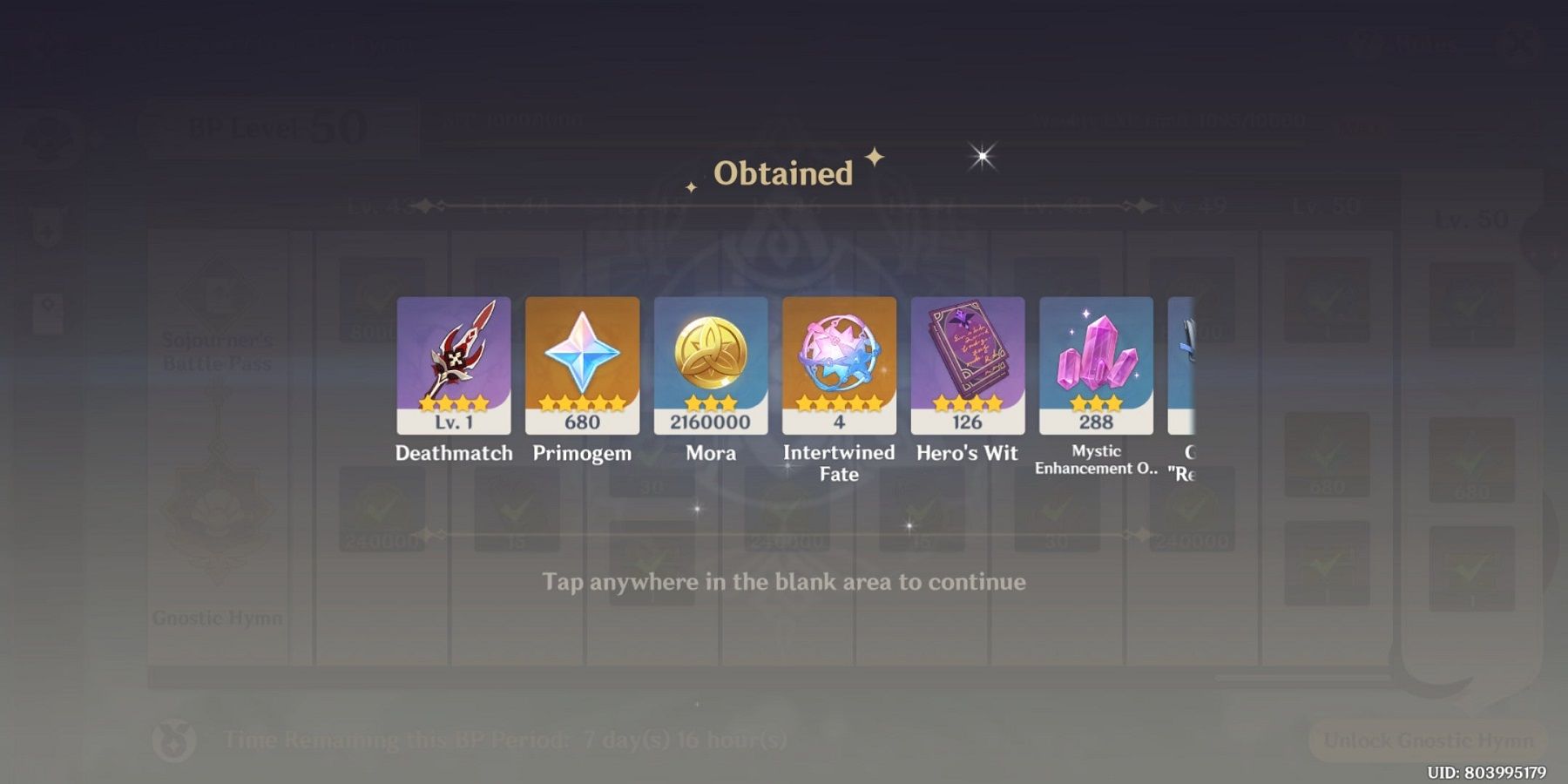 genshin impact battle pass rewards obtained screen feature