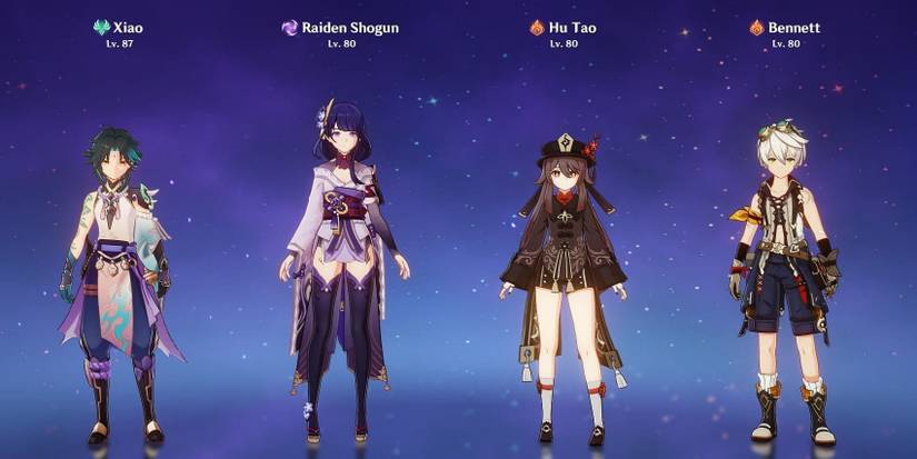 party selection screen in genshin impact