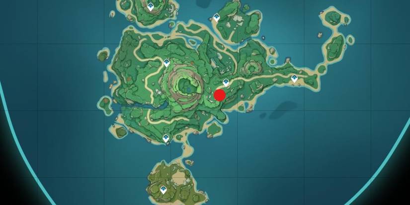 map showing the buried chest on tsurumi island in genshin impact