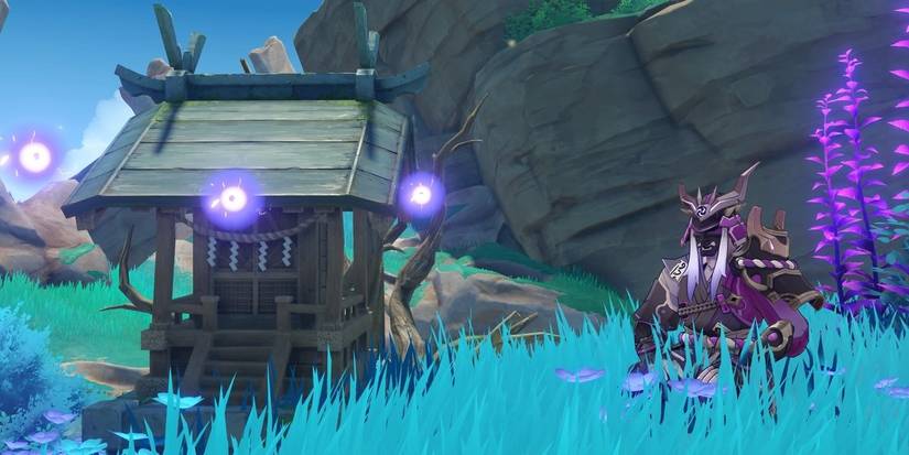 washizu with his shrine in genshin impact