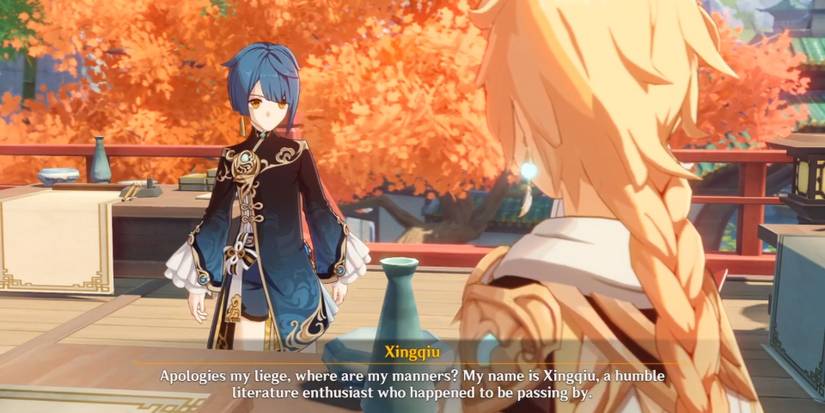 xingqiu and the traveler during quest in genshin impact