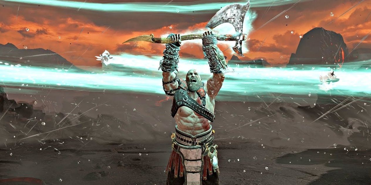 god of war kratos using runic attack 