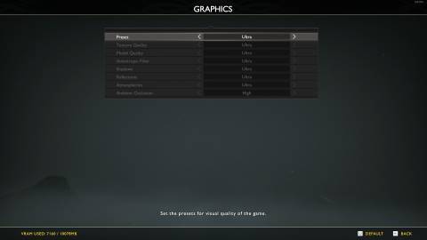 god of war pc graphics menu