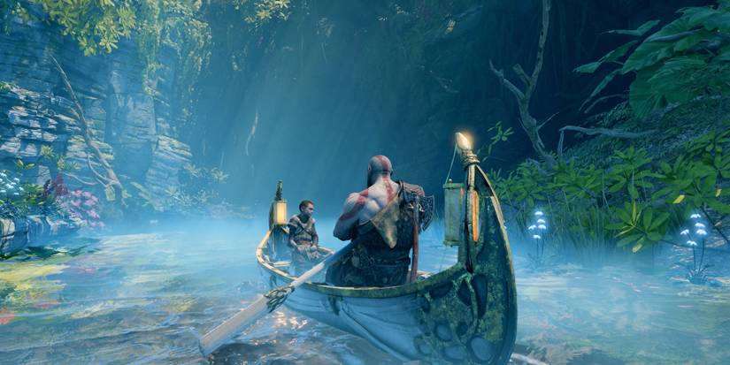 god of war kratos and atreus on boat