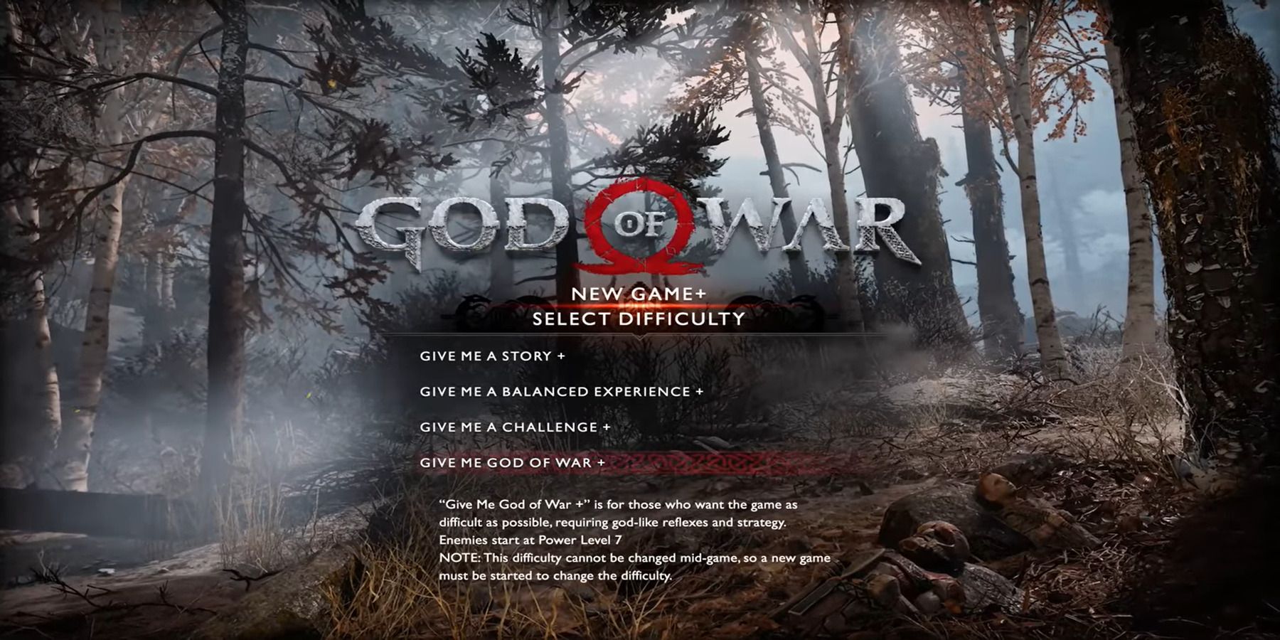 God of War New Game+ difficulty settings