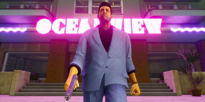 gta vice city protagonist holding a gun