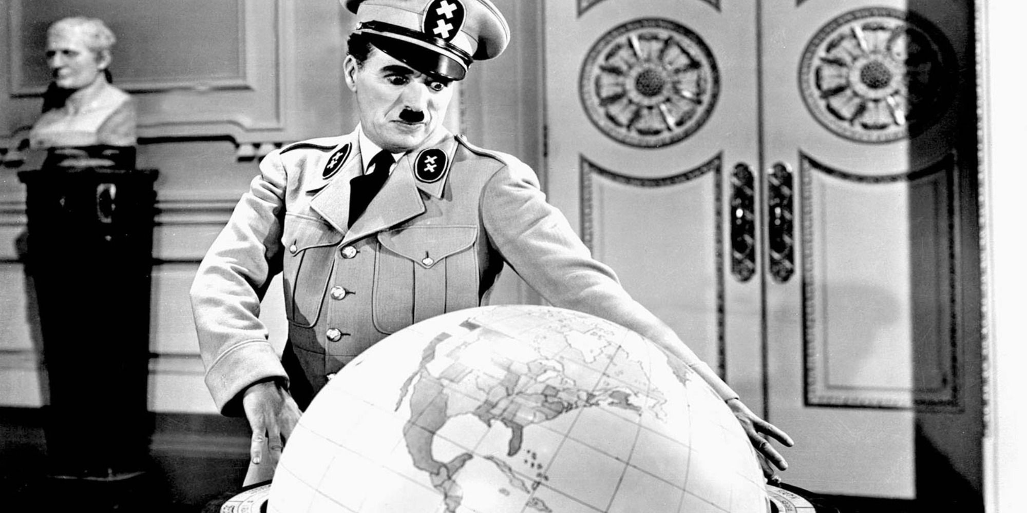 great dictator screnshot standing with globe