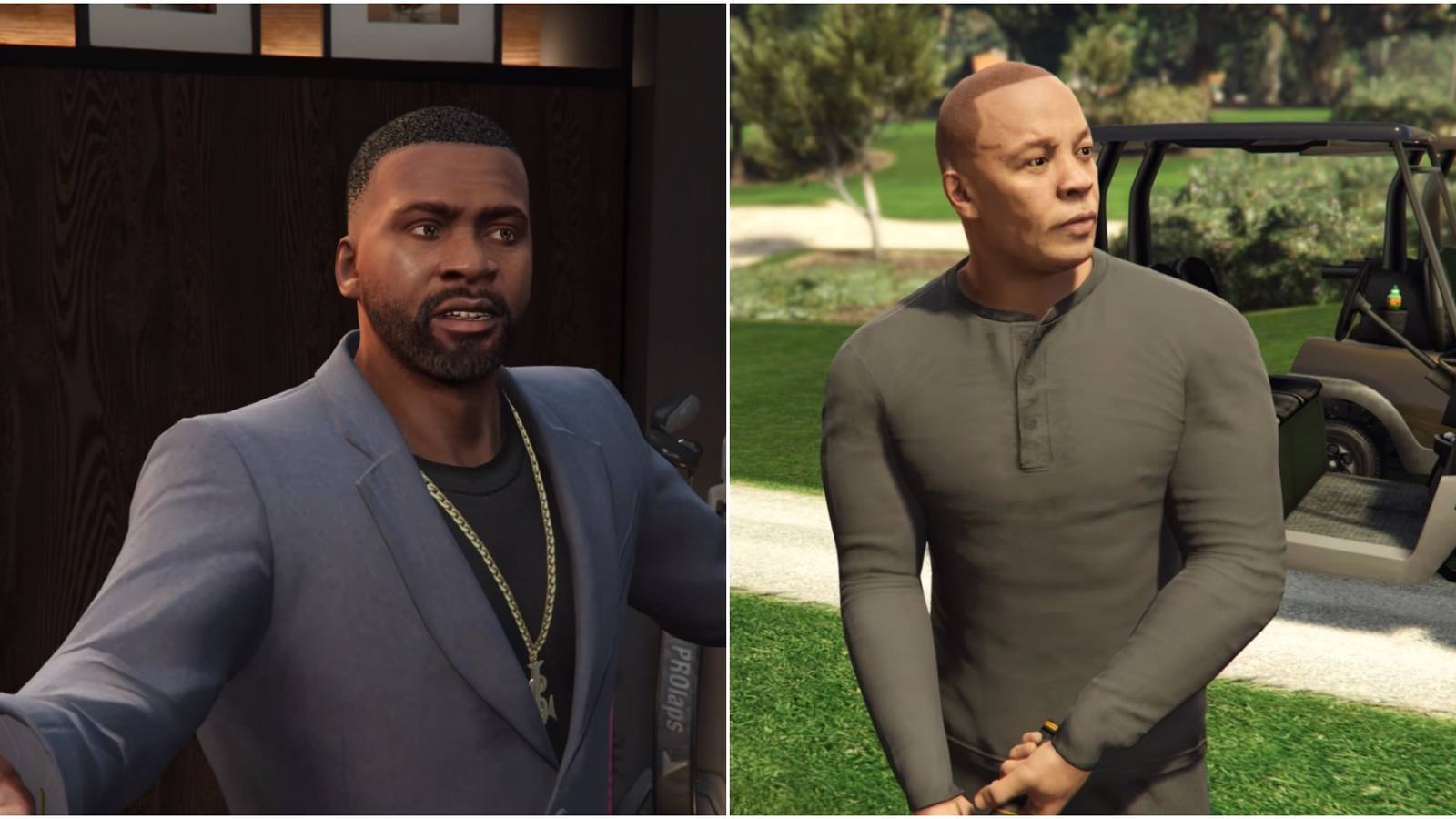 gta online split image franklin and dr dre