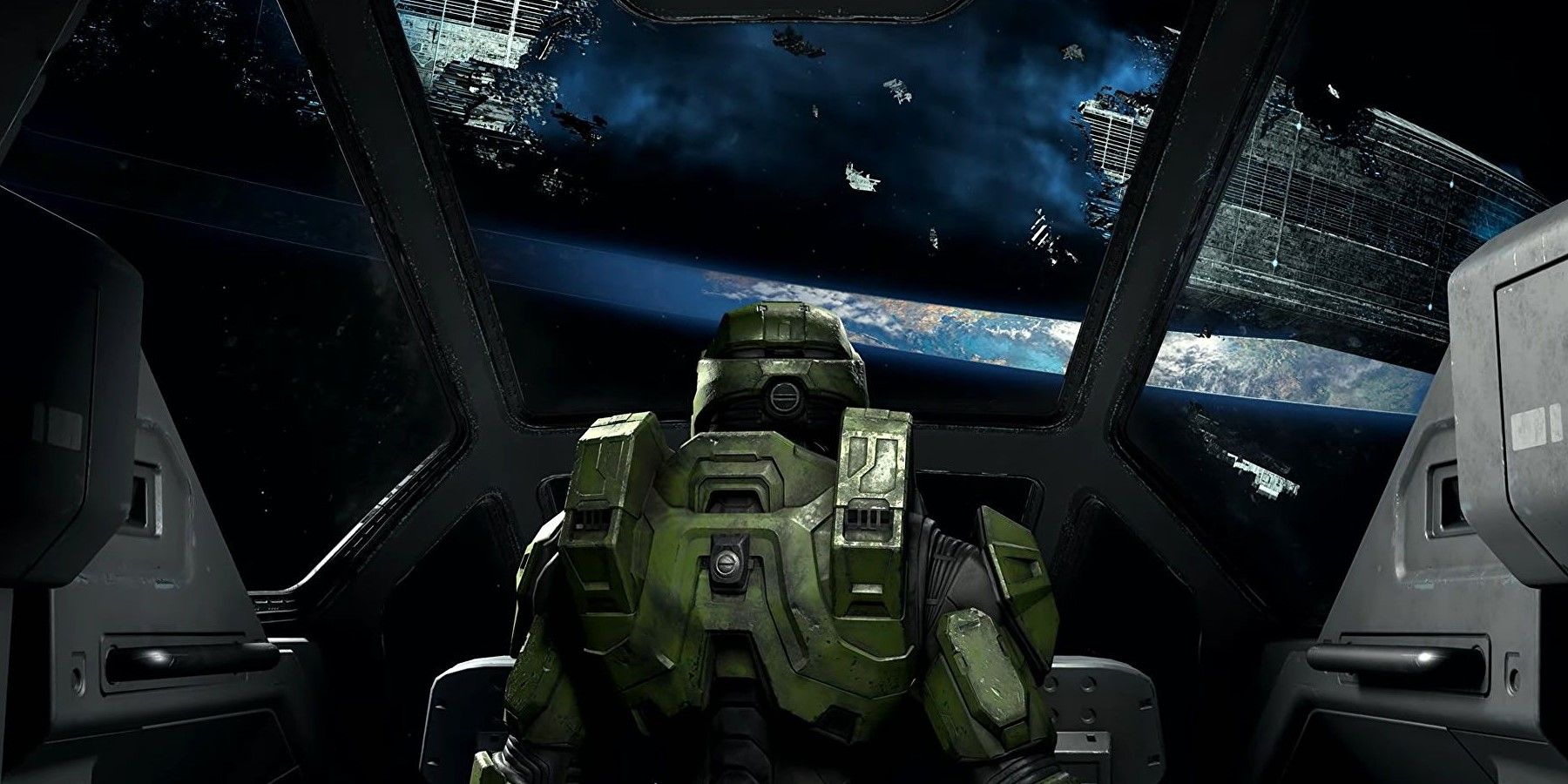 master chief looking out at halo ring