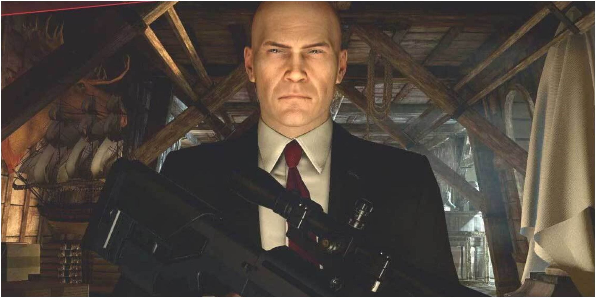 hitman-3 agent 47 with sniper rifle