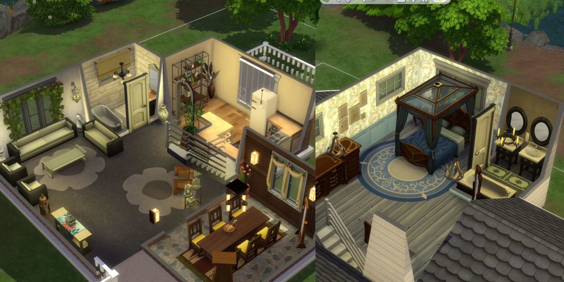 дом построен, но каждая комната в Sims 4 оформлена в другом стиле