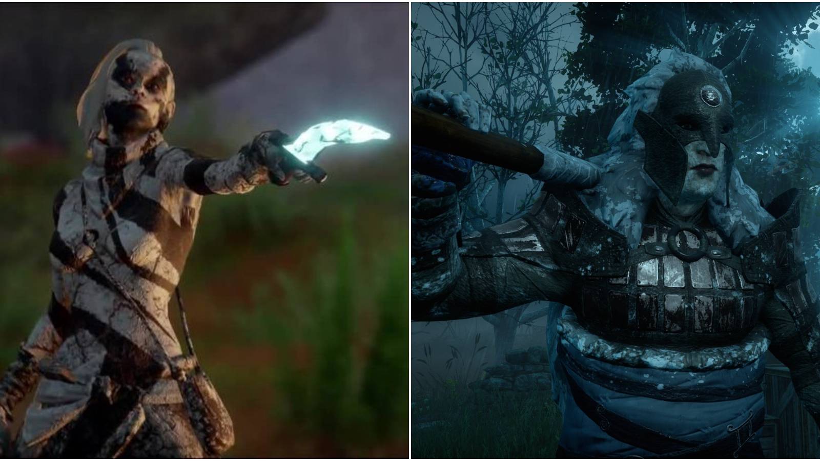 Split image of Avvar warriors.