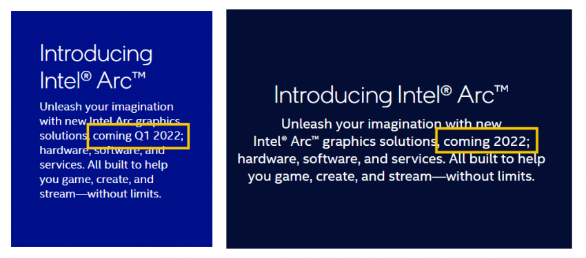 Снимок экрана с веб-сайта Intel, показывающий слово 