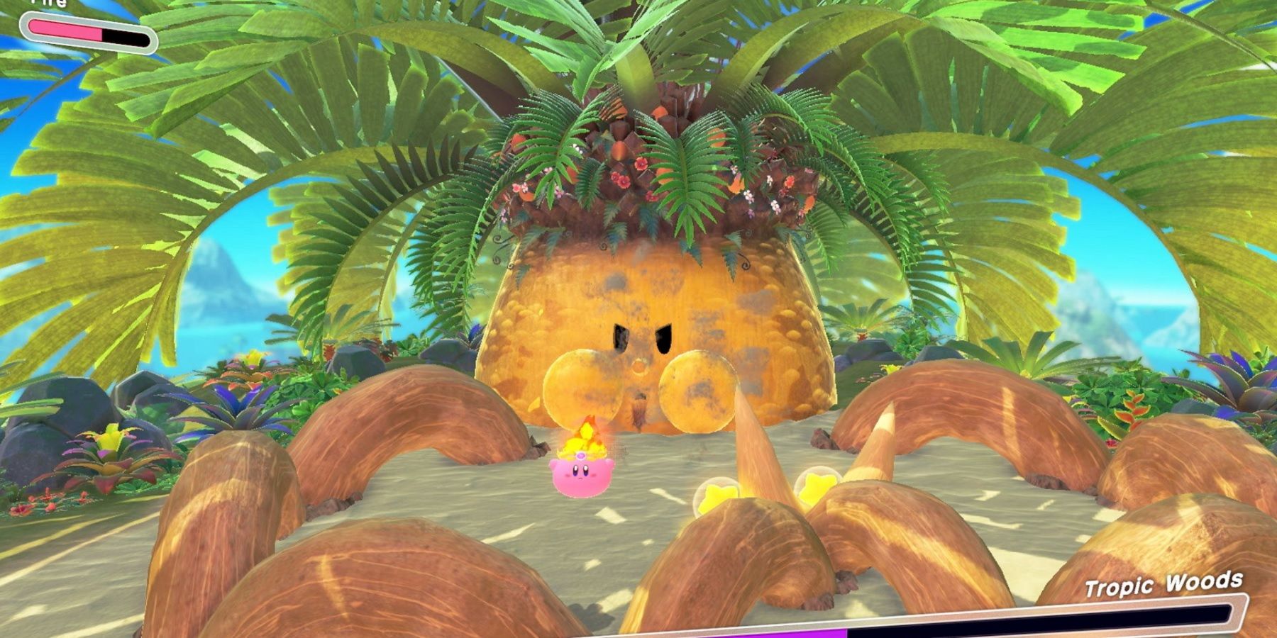 kirby and the forgotten land tropic woods boss fight