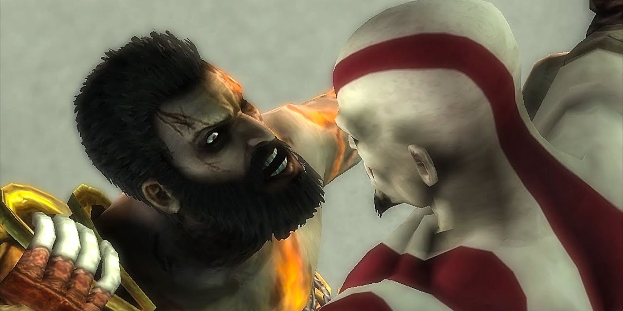 Kratos fights his brother Deimos, with the two locked in a grapple - God of War: Ghost of Sparta