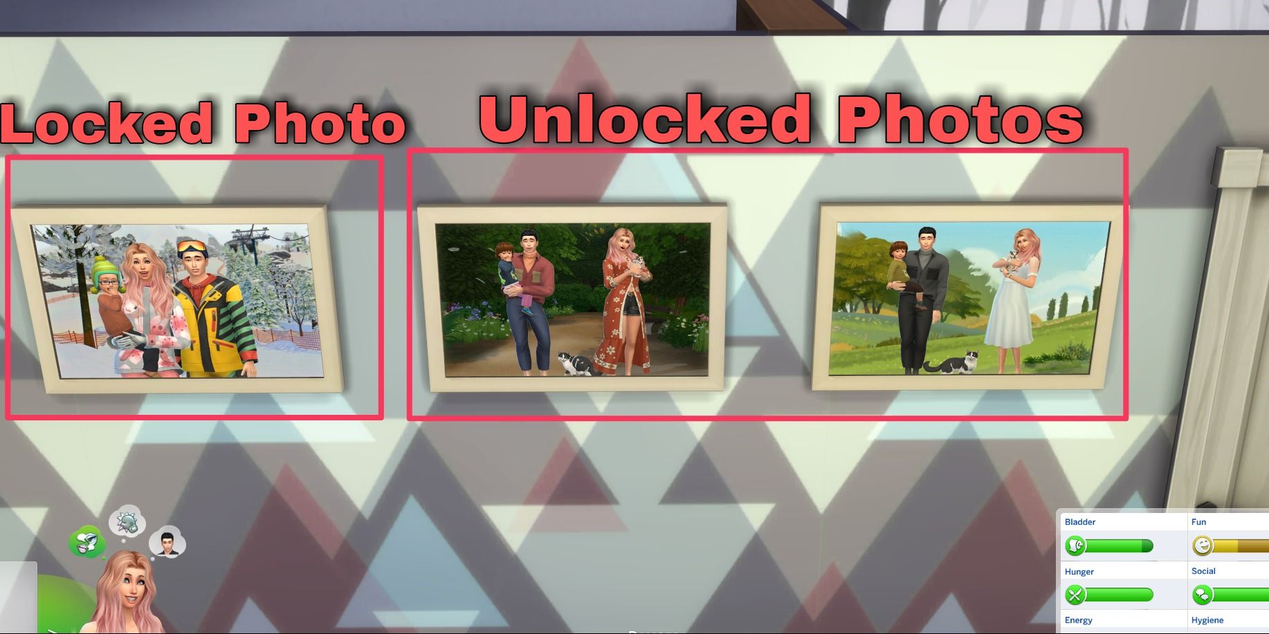 locked and unlocked images in the sims 4