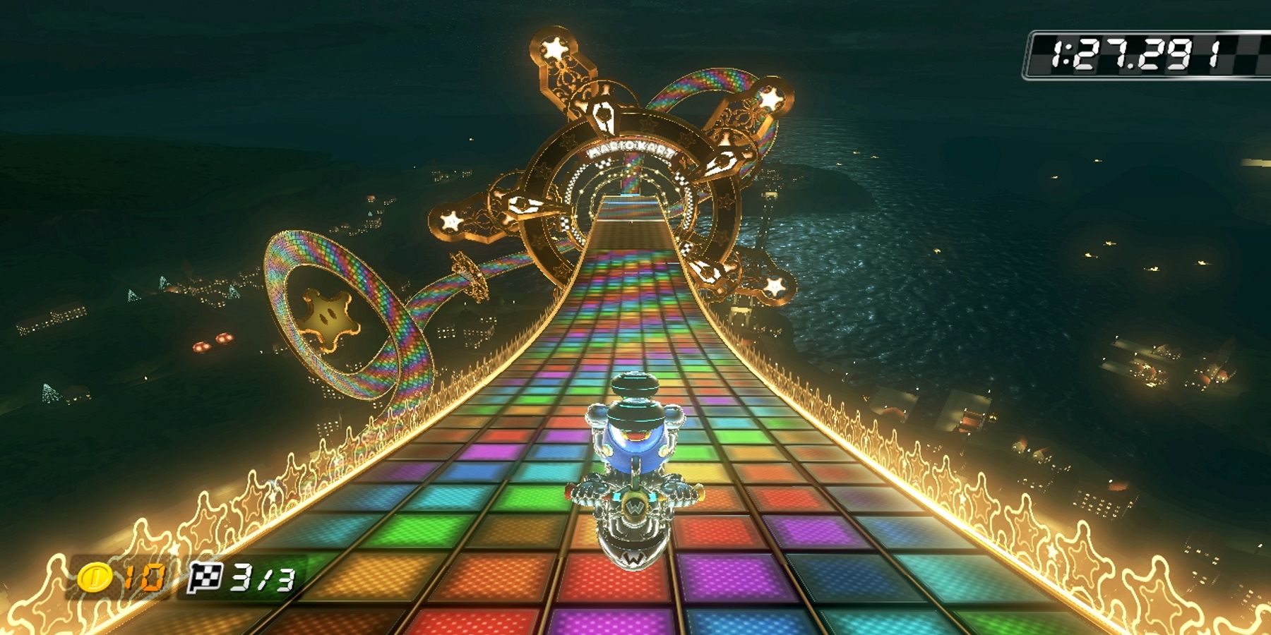 mario kart 8 n64 rainbow road screenshot