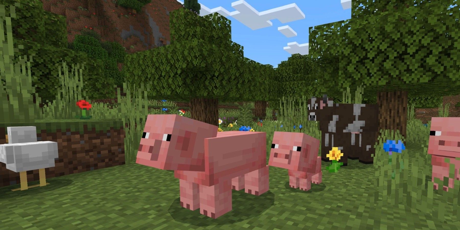 minecraft pigs looking up