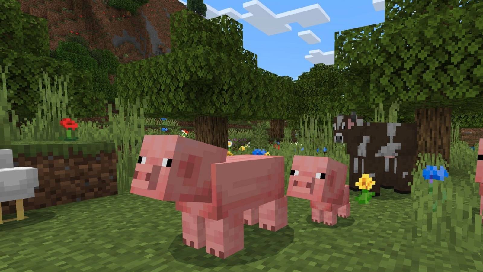 minecraft pigs looking up