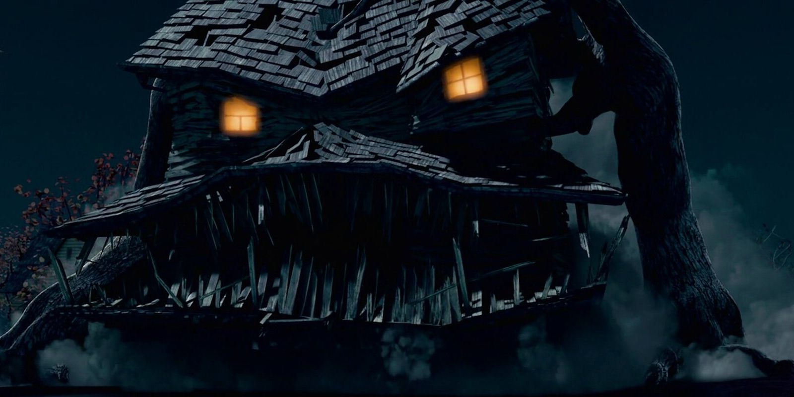 Дом с привидениями в Monster House ожил, с зубами на крыльце.